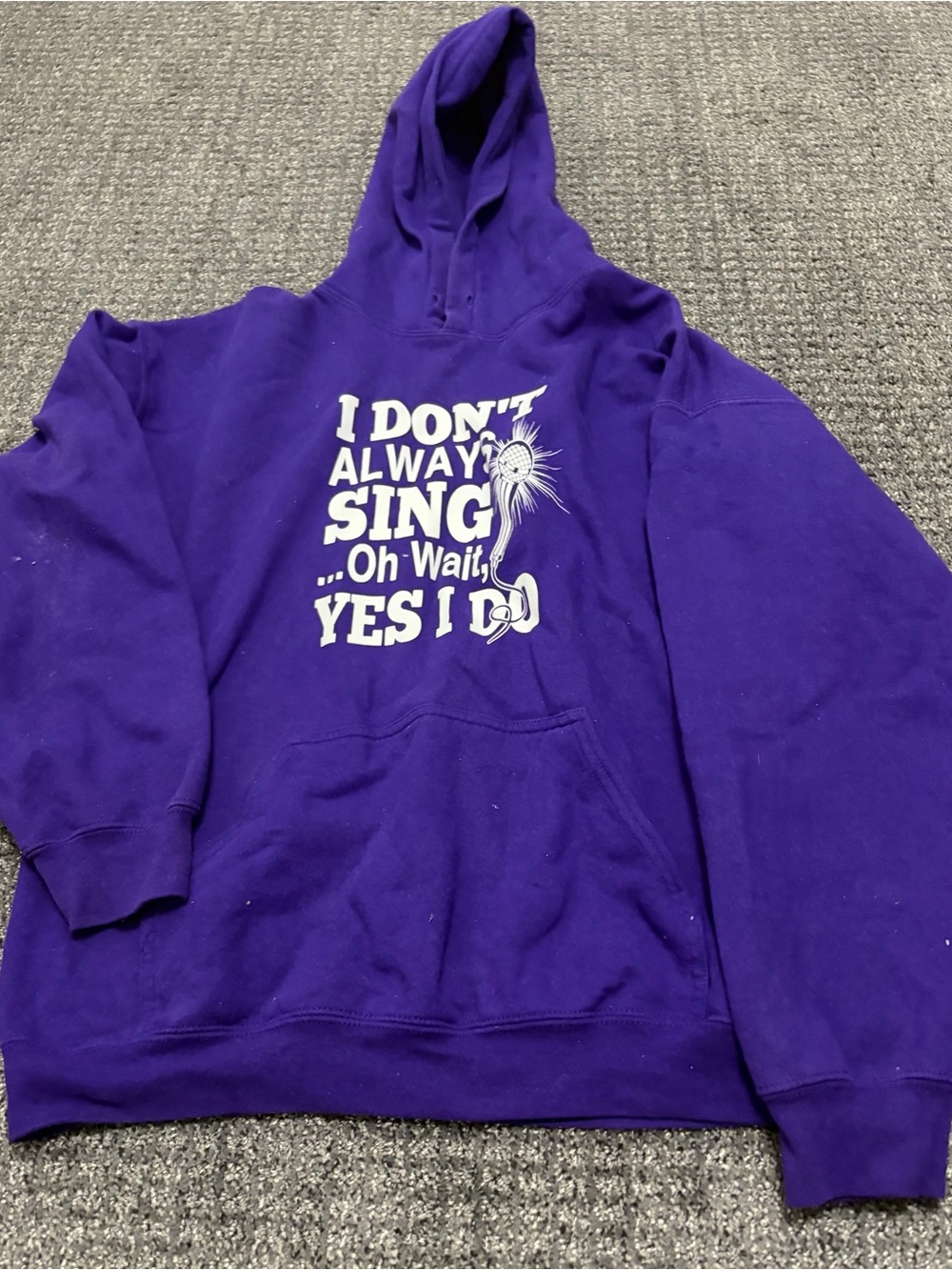 Purple Graphic Hooded Sweatshirt - I Don't Always Sing